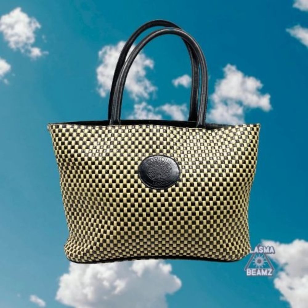 EXIMIOUS London Black & Cream Woven Tote